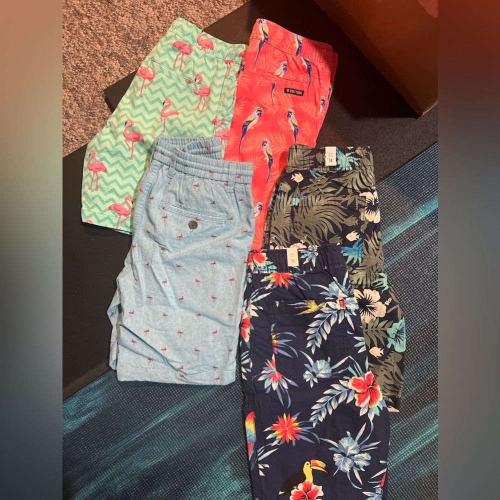 5 pairs brand new fun printed cotton shorts sz 14-16 zooyork & children’s place